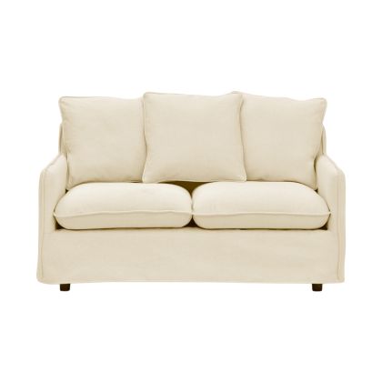 Двуместен диван Interest бежов текстилен с възглавници 140x85x90cm