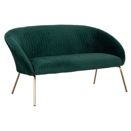 Двуместен диван JOYCE зелен плюшен с метални крака 140x83x75 cm. HM8548.03