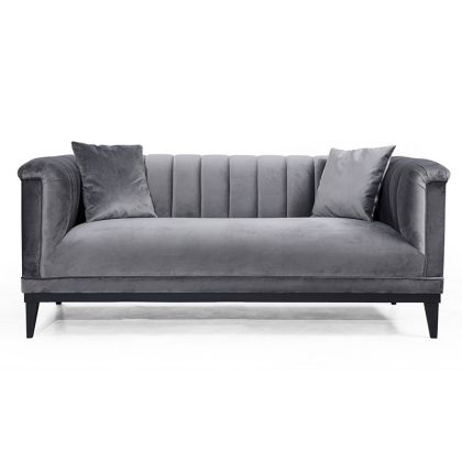 Двуместен диван плюшена дамаска цвят антрацит 190x89x79cm с предварителна поръчка