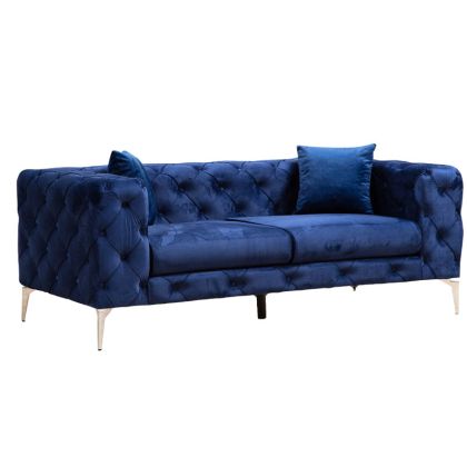 Двуместен диван синя текстилна дамаска 197x90x73cm с предварителна поръчка