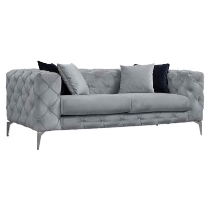 Двуместен диван със сива плюшена дамаска 197x90x73cm с предварителна поръчка