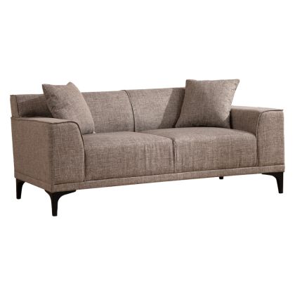 Двуместен диван текстил цвят бежов/кафяв 163x69x86cm Pre Order