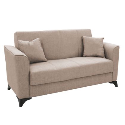 Двуместен разтегателен диван Asma с тапицерия от бежов текстил, 156x76x85 см