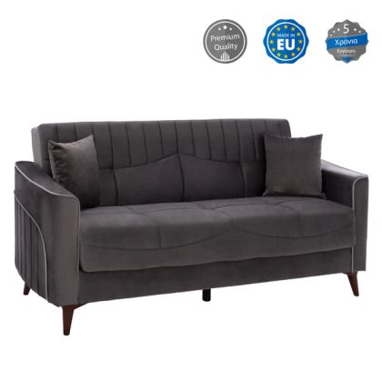 Двуместен разтегателен диван с такла HM3248.01 със сива дамаска 140x80x87