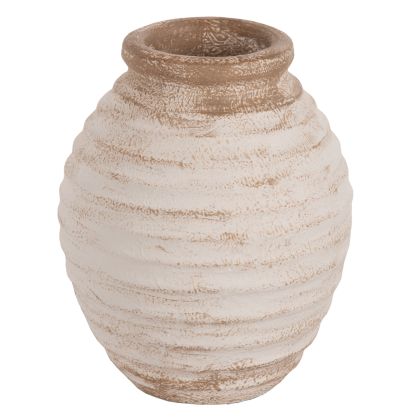 Декоративна ваза HM7940 от теракота в бял/бежов цвят Φ20x25Hcm.