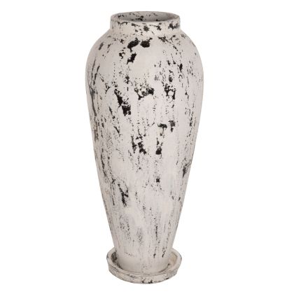 Декоративна ваза за под HM7927 от теракот бяла патина φ55x120hсм