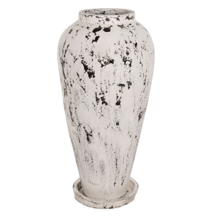 Декоративна ваза за под HM7937 от теракот бяла патина φ45x100hсм