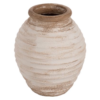 Декоративна ваза за под HM7939 от теракот в антично бял-бежов цвят φ25x30hсм