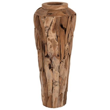Декоративна ваза за под ΗΜ7921 от парчета тиково дърво в естествен цвят φ60x120hсм
