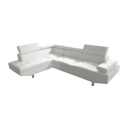 Десен ъглов диван с бяла дамаска еко кожа Ε989,5R