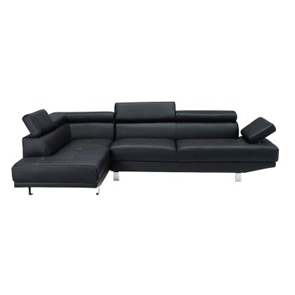 Десен ъглов диван с черна дамаска еко кожа Ε989,6R