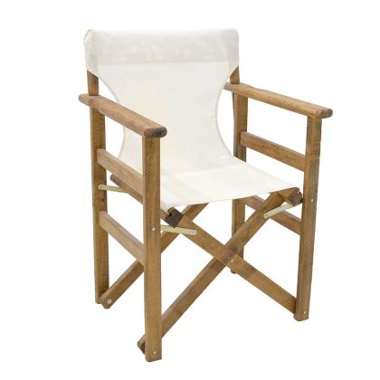 Директорски стол Retto масивно дърво цвят орех - седалка бял цвят