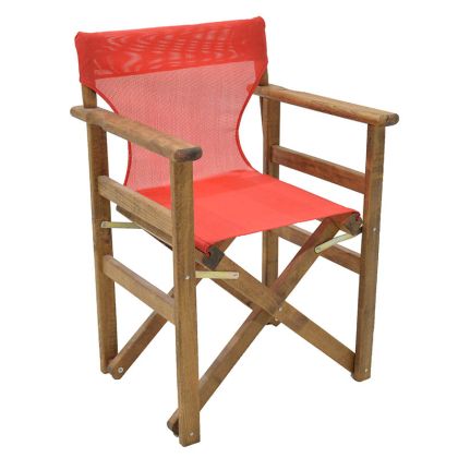 Директорски стол Retto масивно дърво цвят орех - седалка червен цвят