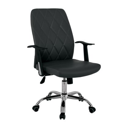 Директорско кресло хром и черна изкуствена кожа ΕΟ246,1