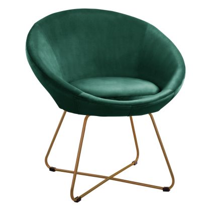 Зелено плюшено кресло със златна метална основа HM8468.03 74Χ64Χ79