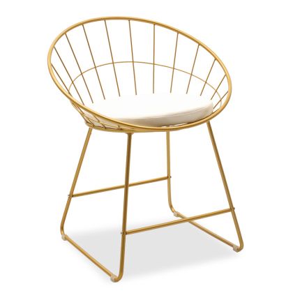 Златен метален бар стол Seth с бяла седалка