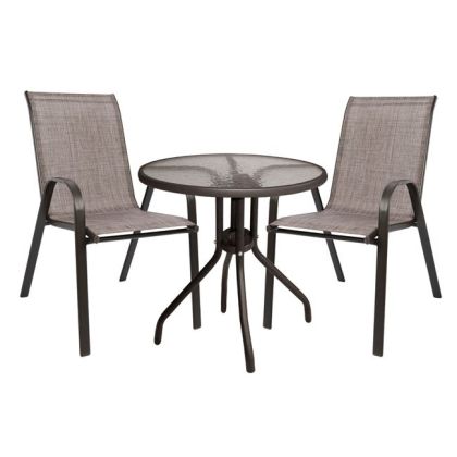Комплект градинска маса с 2 стола в кафяво hm5184.02