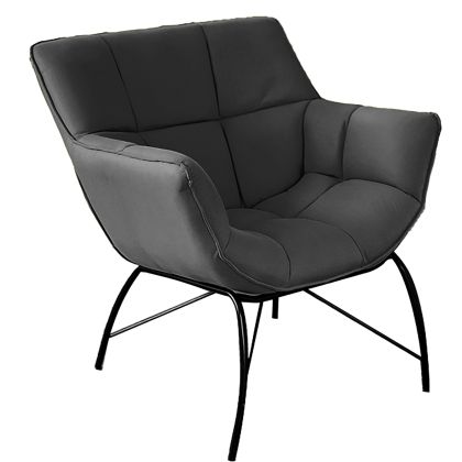 Кресло ADAMS с дамаска цвят антрацит и черни метални крака