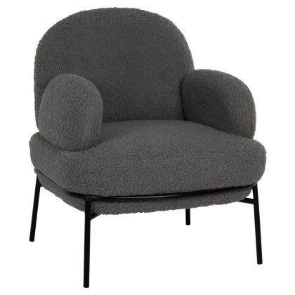 Кресло AGNES HM9525.21 сиво букле с черни метални крака 74x71x83Hcm.