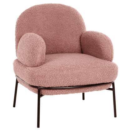 Кресло AGNES HM9525.22 розово букле с черни метални крака 74x71x83Hcm.