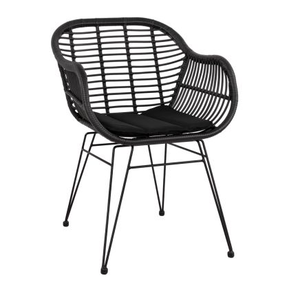 Кресло allegra hm5450.22 с метална основа и черен ратан 57,5x60x82hcm.