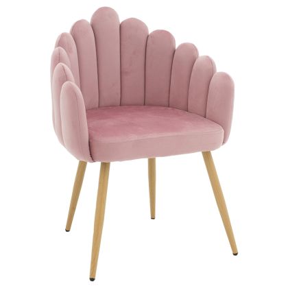 Кресло Briella с розова плюшена дамаска и метални крака