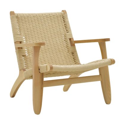 Кресло Chiaranatural от буково дърво с естествено въже на седалката за градина дневна 70x68x75 см