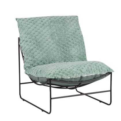 Кресло Chopie светлозелена дамаска-черни метални крака 77x90x83cм