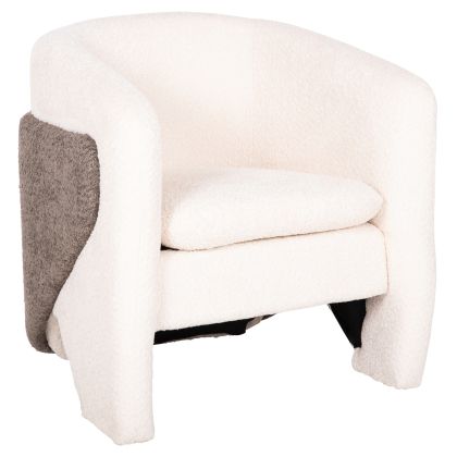 Кресло DOPER HM9590.06 букле цвят бял/сив 68x72x76Hcm