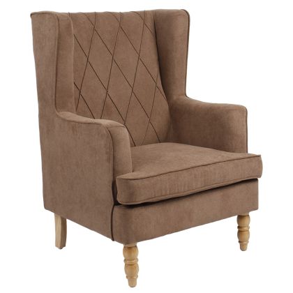 Кресло Efficient с бежова текстилна дамаска и кафеви дървени крака 72x97x100cm