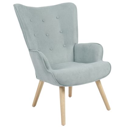 Кресло Fluffy с плюшена дамаска цвят ярко зелен и дървени крака 75x69x96cm