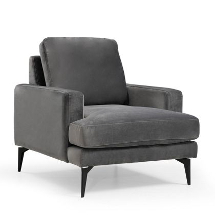 Кресло Fortune плюшена дамаска цвят антрацит/черен 80x90x88cm с предварителна поръчка
