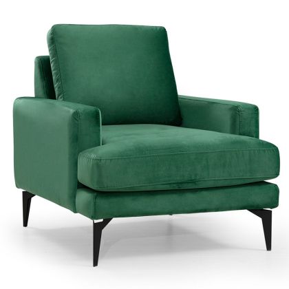 Кресло Fortune плюшена дамаска цвят зелен-черен 80x90x88cm с предварителна поръчка