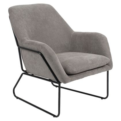 Кресло Indelible със сива текстилна дамаска и черни крака 76x67x81cm