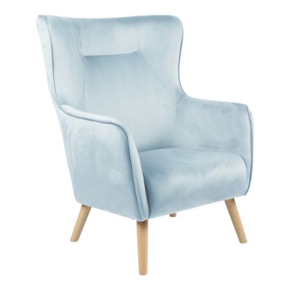 Кресло Insicive дамаска плюш цвят мента с дървени крака 72x89x105cм