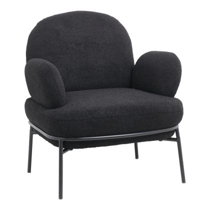 Кресло Jaycob букле черно с черни метални крака 74x71x83cm