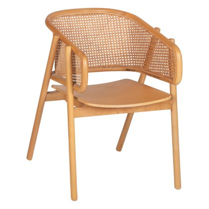 Кресло Kenlee HM9872 от дърво от ясен и естествен ратан в естествен цвят 57,5x55x81 см.