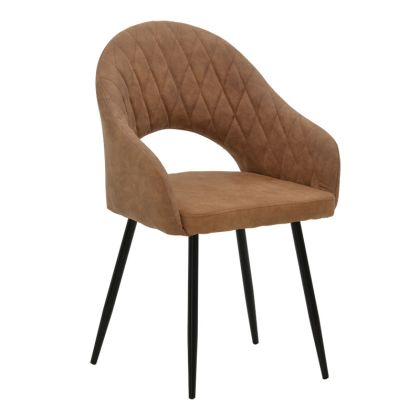 Кресло Macie с кафява текстилна дамаска 58x50x85cm
