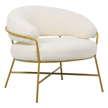 Кресло Malu boucle в кремав цвят със златна рамка 84x79x76cm