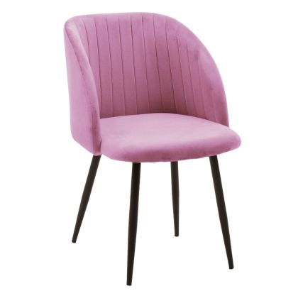 Кресло Oasis розов плюш и черни метални крака 54x52x84 см.