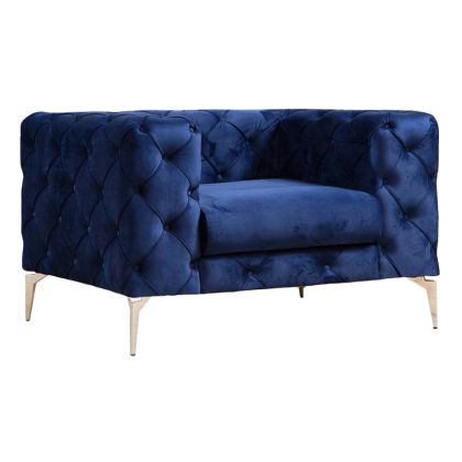 Кресло Pvelvet текстил син цвят 108x90x70cm Pre Order