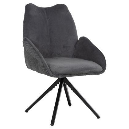 Кресло SHAI HM9844.03 сив с текстилен с черни метални крака 61x63x93Hcm