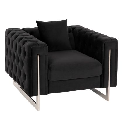 Кресло t.CHESTERFIELD MOBAR HM3261.04 черно плюшено с метални крака 99x86,5x77Hcm.