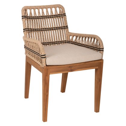 Кресло Tanish от естествен ратан и черни метални крака 58x58,5x87 см.
