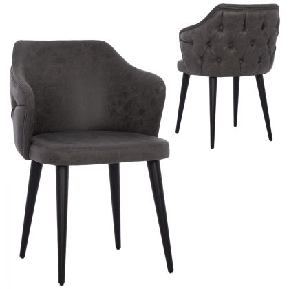 Кресло THERESA HM9263.11 от сив набук с черни дървени крака