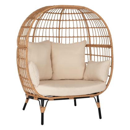 Кресло за двама тип гнездо от изкуствен ратан и метал Allegra 130x80x157h см градина дневна hm5870.01