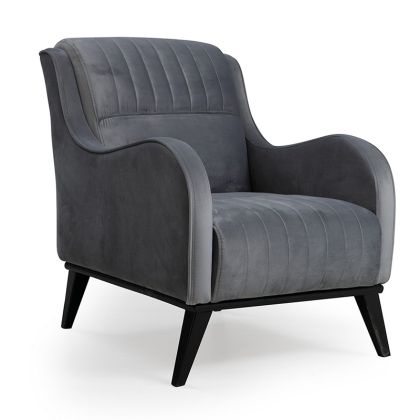 Кресло плюшена дамаска цвят антрацит-черен 70x90x87cm с предварителна поръчка
