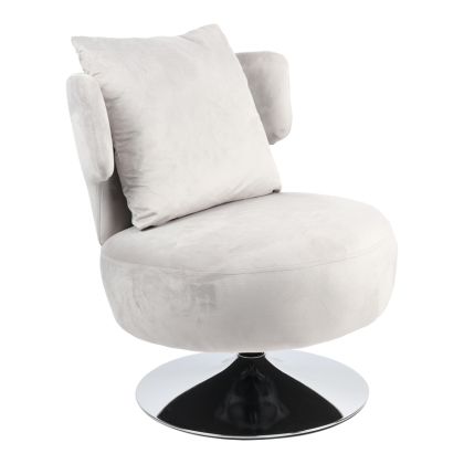 Кресло с възглавничка Percival въртящо се с дамаска в сиво и основа хром 76x67x76cм