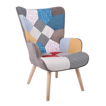 Кресло с табуретка ALMA пачуърк текстил Ε7141,40