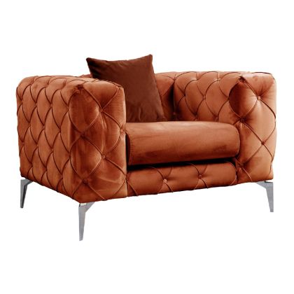 Кресло с текстилна дамаска в керемиден цвят 108x90x70cm Pre Order